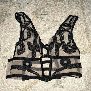 THISTLE AND SPIRE MEDUSA KEYHOLE BRALETTE XS LACY COMFY BRA Snake Black
